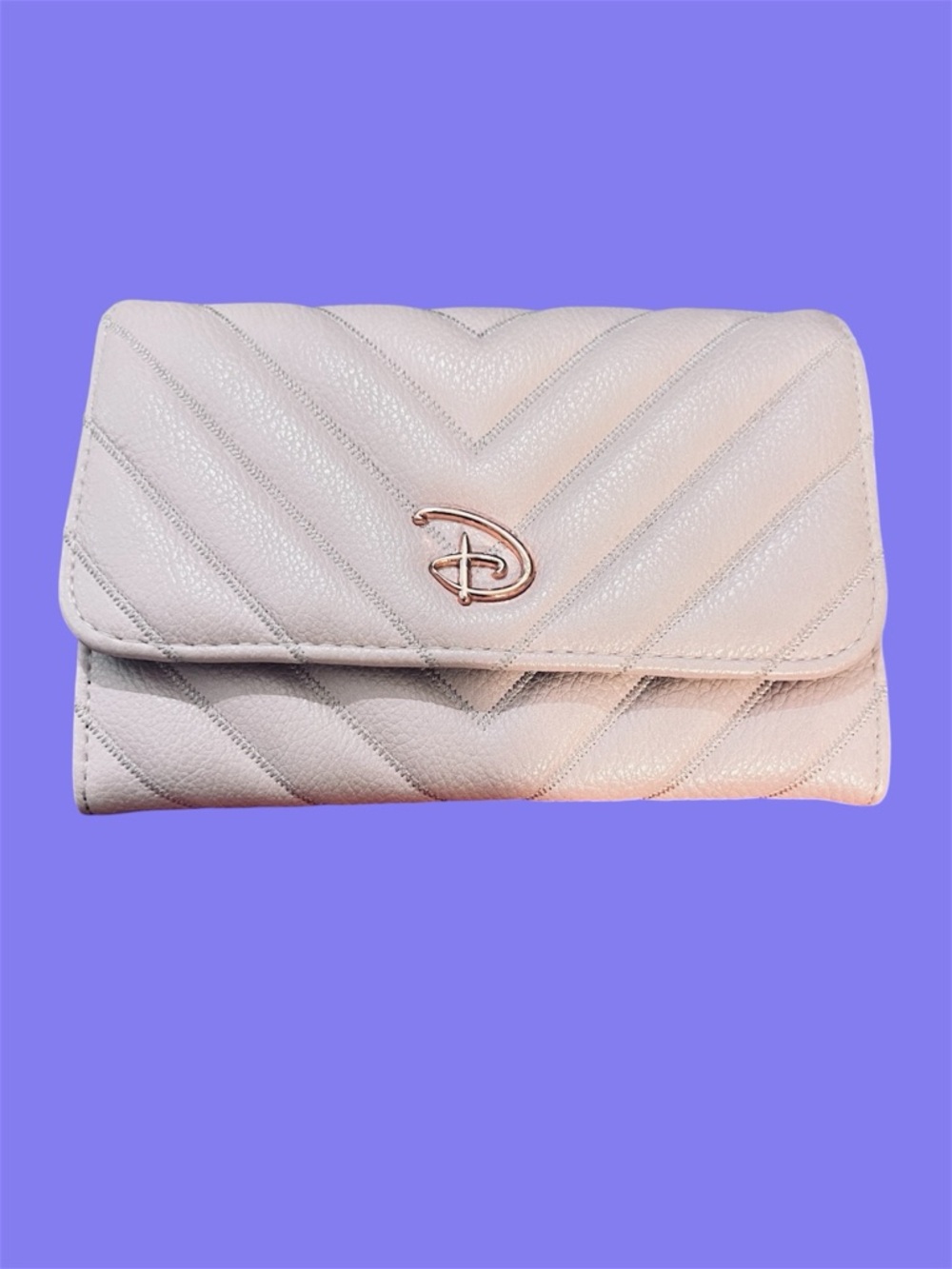 Disney Quilted Blush Pink Clutch with Rose Gold Logo